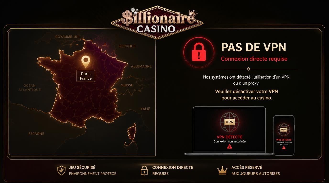 carte de France avec alerte proxy/VPN lors de l’inscription 